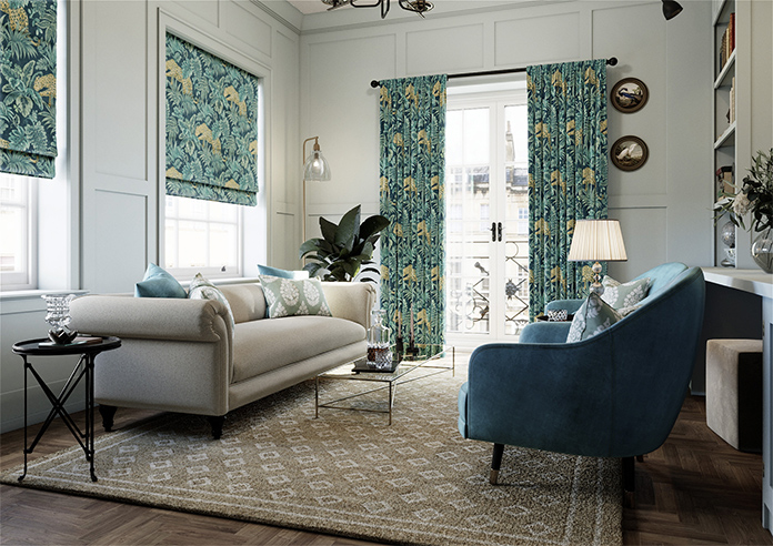 Leopard, Teal - Made to Measure Curtain - Image 7